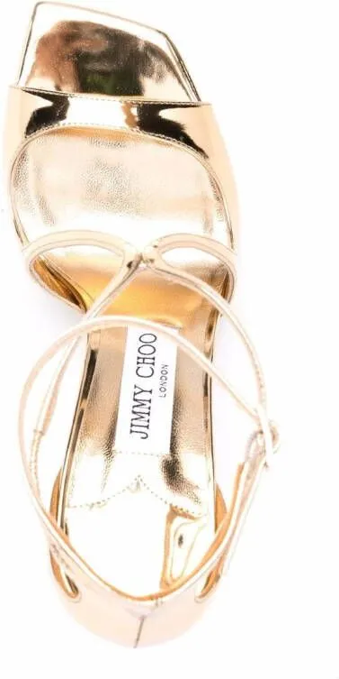 Jimmy Choo Azia metallic-effect sandals Yellow