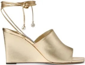 Jimmy Choo Elyna metallic wedge sandals Gold