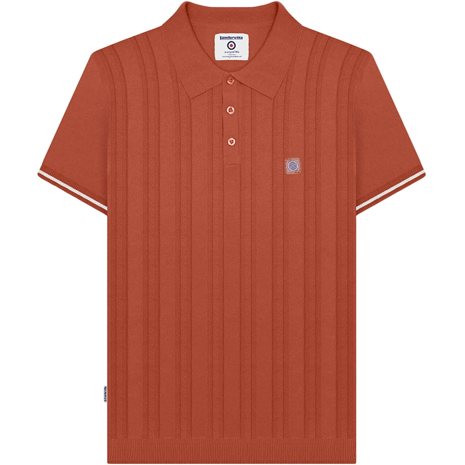 Lambretta Mens Knitted Short Sleeve Polo Shirt