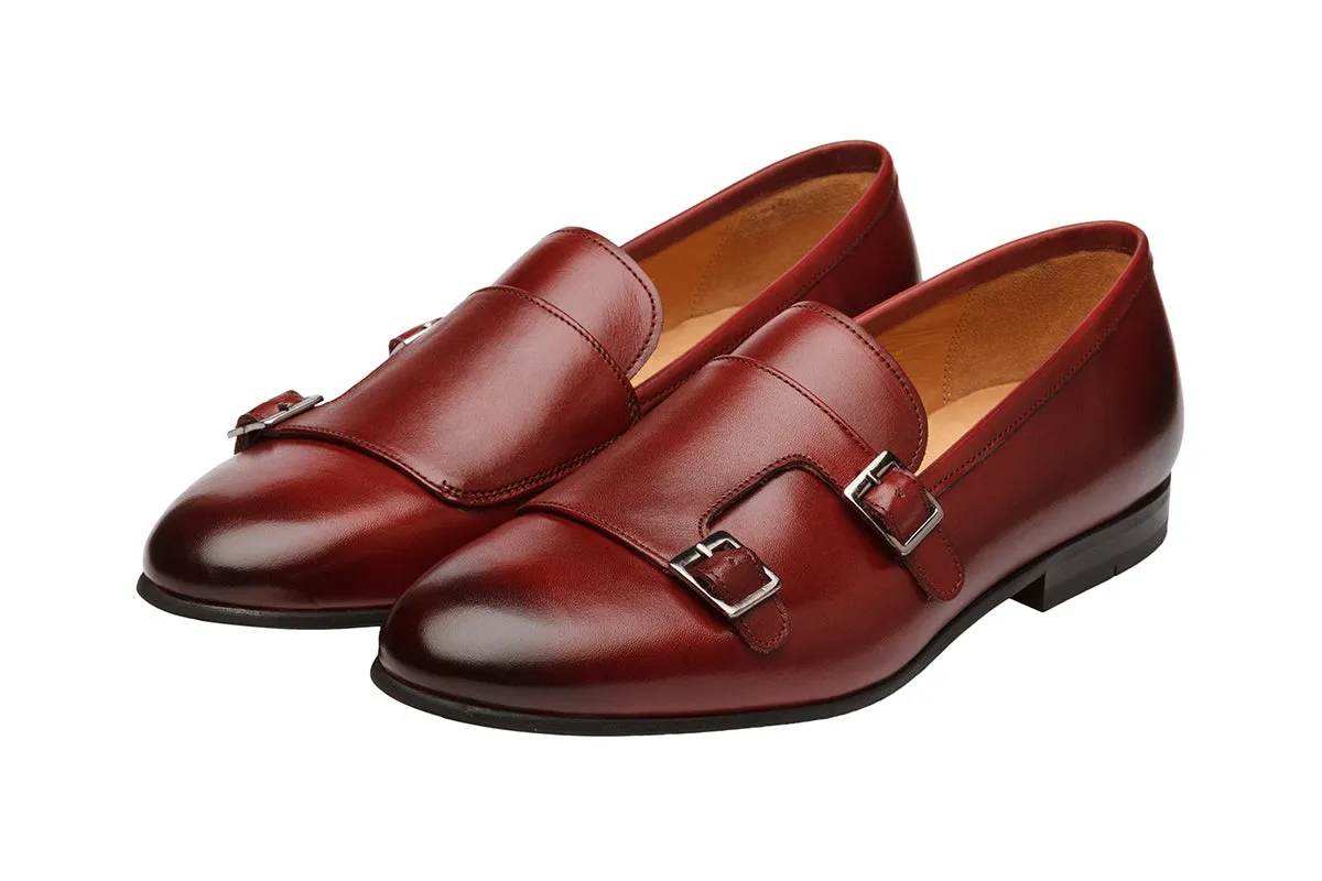 LOW HEEL PLAIN VAMP DOUBLE MONK LOAFER–OX