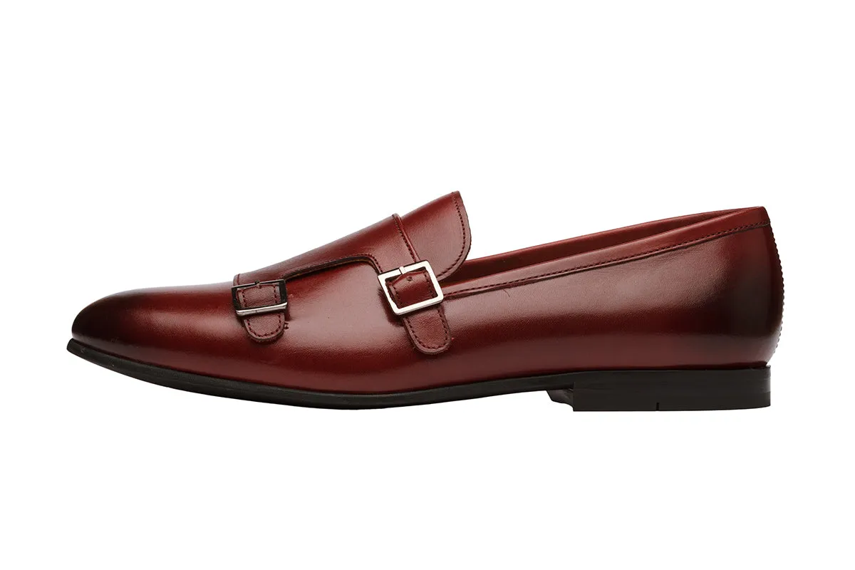 LOW HEEL PLAIN VAMP DOUBLE MONK LOAFER–OX