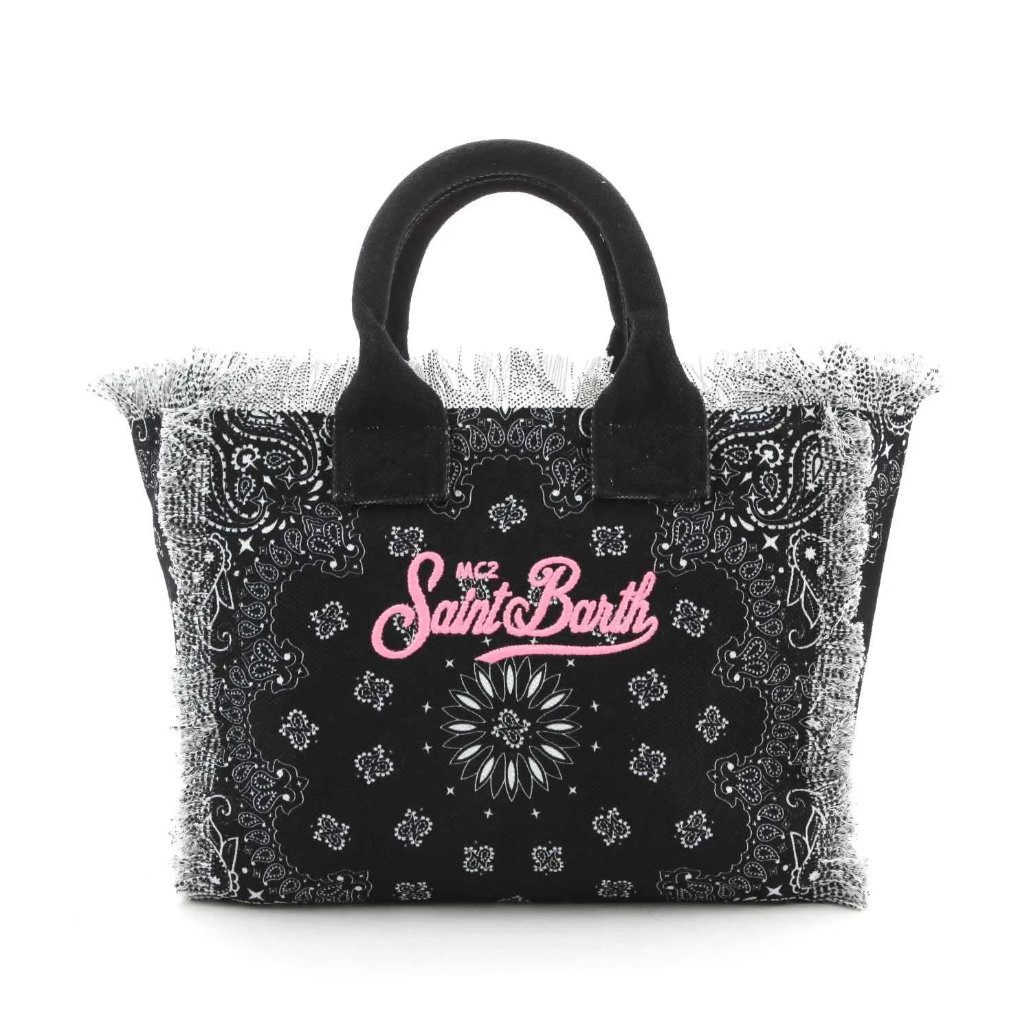 Mc2 Saint Barth Black Colette Handbag With Bandana Print