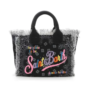 Mc2 Saint Barth Black Colette Handbag With Bandana Print