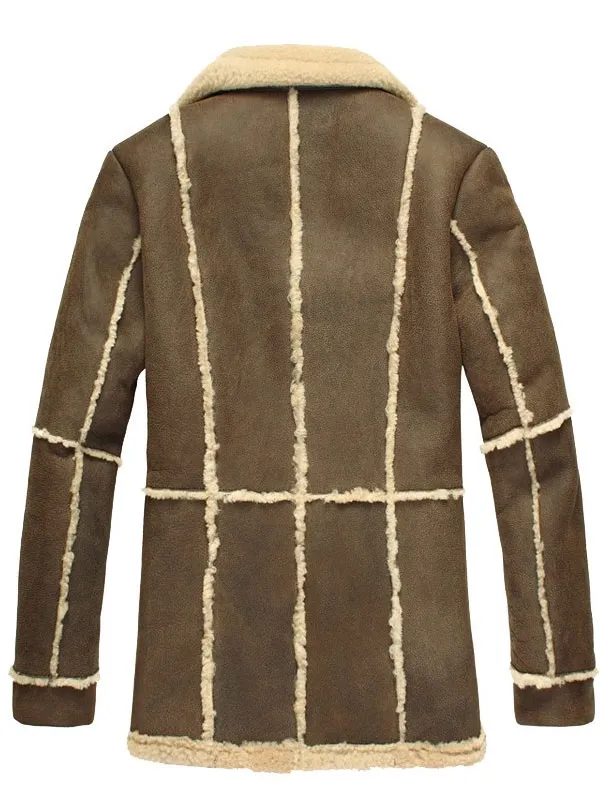 Mens Shearling Brown Sheepskin Leather Coat