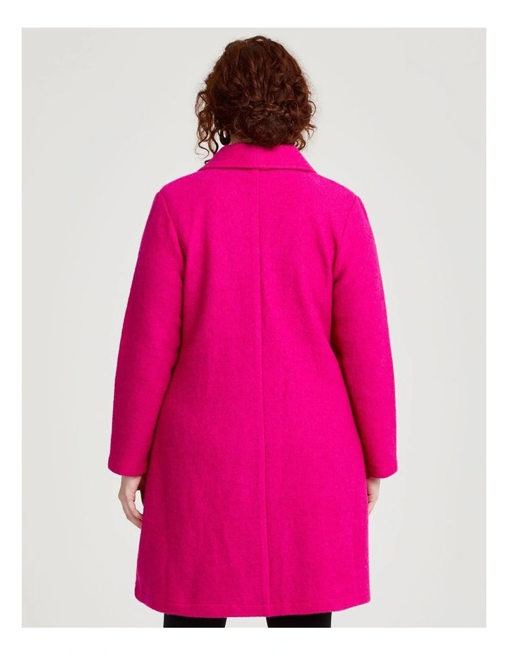 Morgan Boiled Wool Coat in Magenta