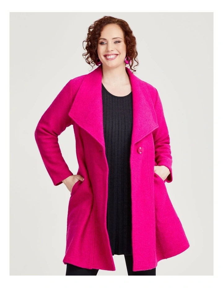 Morgan Boiled Wool Coat in Magenta