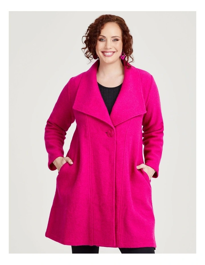 Morgan Boiled Wool Coat in Magenta