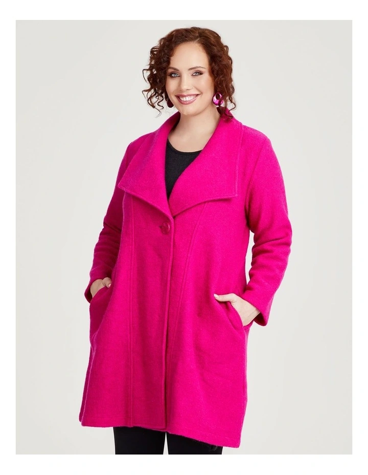 Morgan Boiled Wool Coat in Magenta