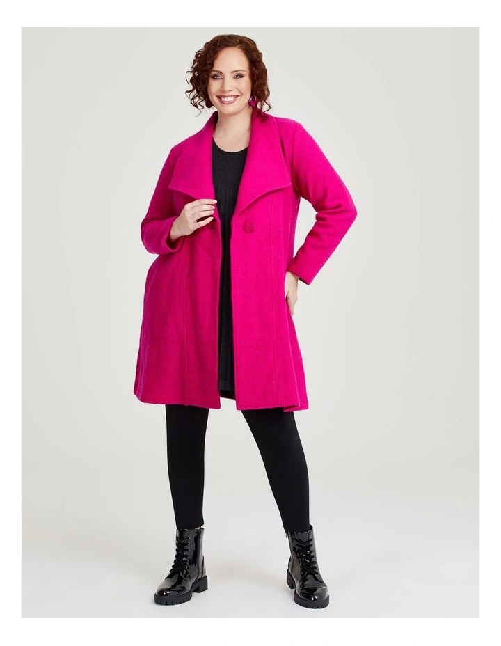 Morgan Boiled Wool Coat in Magenta