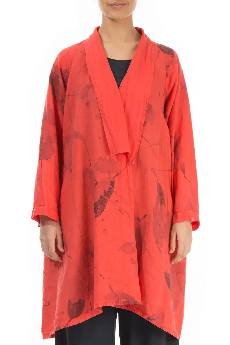 Open Living Coral Mirage Linen Jacket