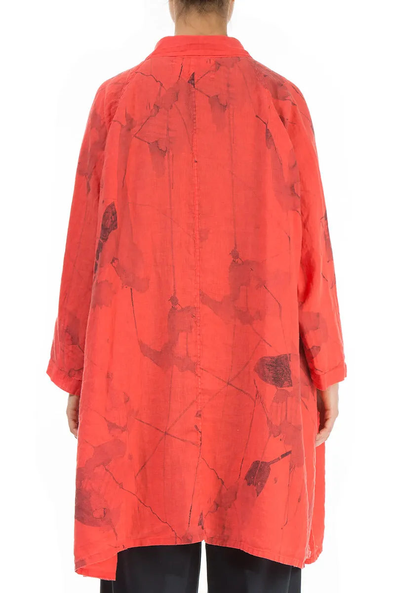 Open Living Coral Mirage Linen Jacket