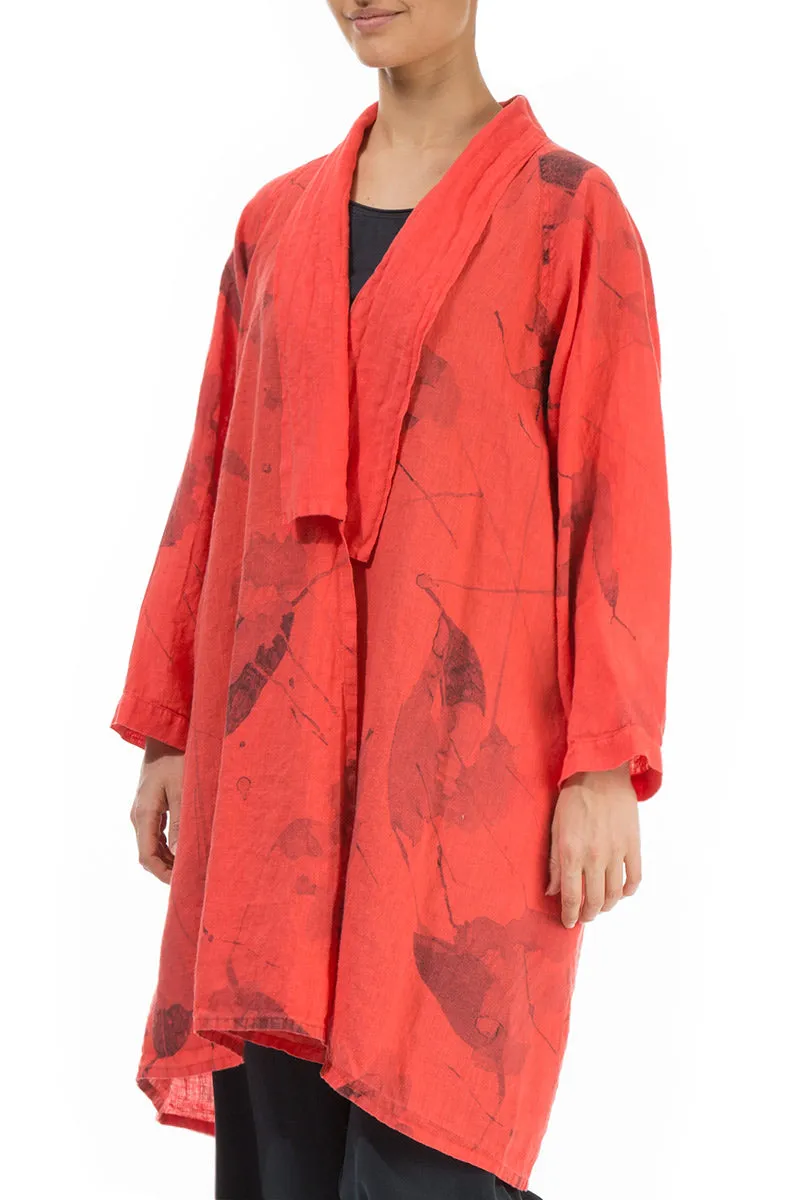 Open Living Coral Mirage Linen Jacket