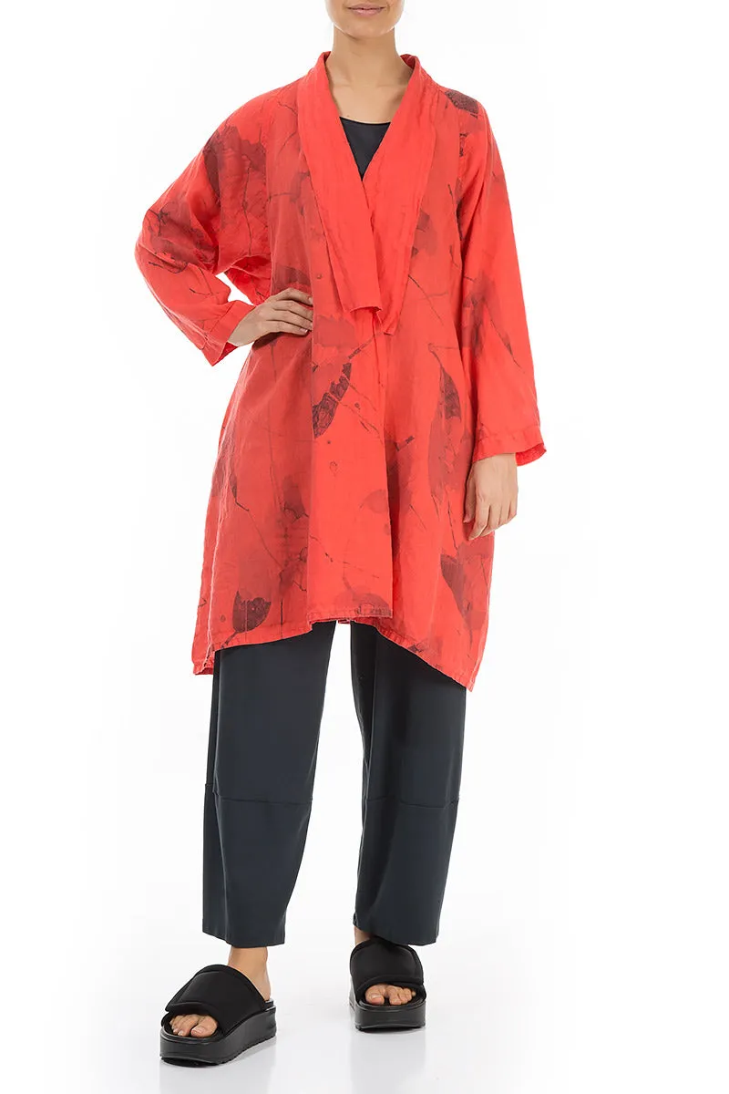 Open Living Coral Mirage Linen Jacket