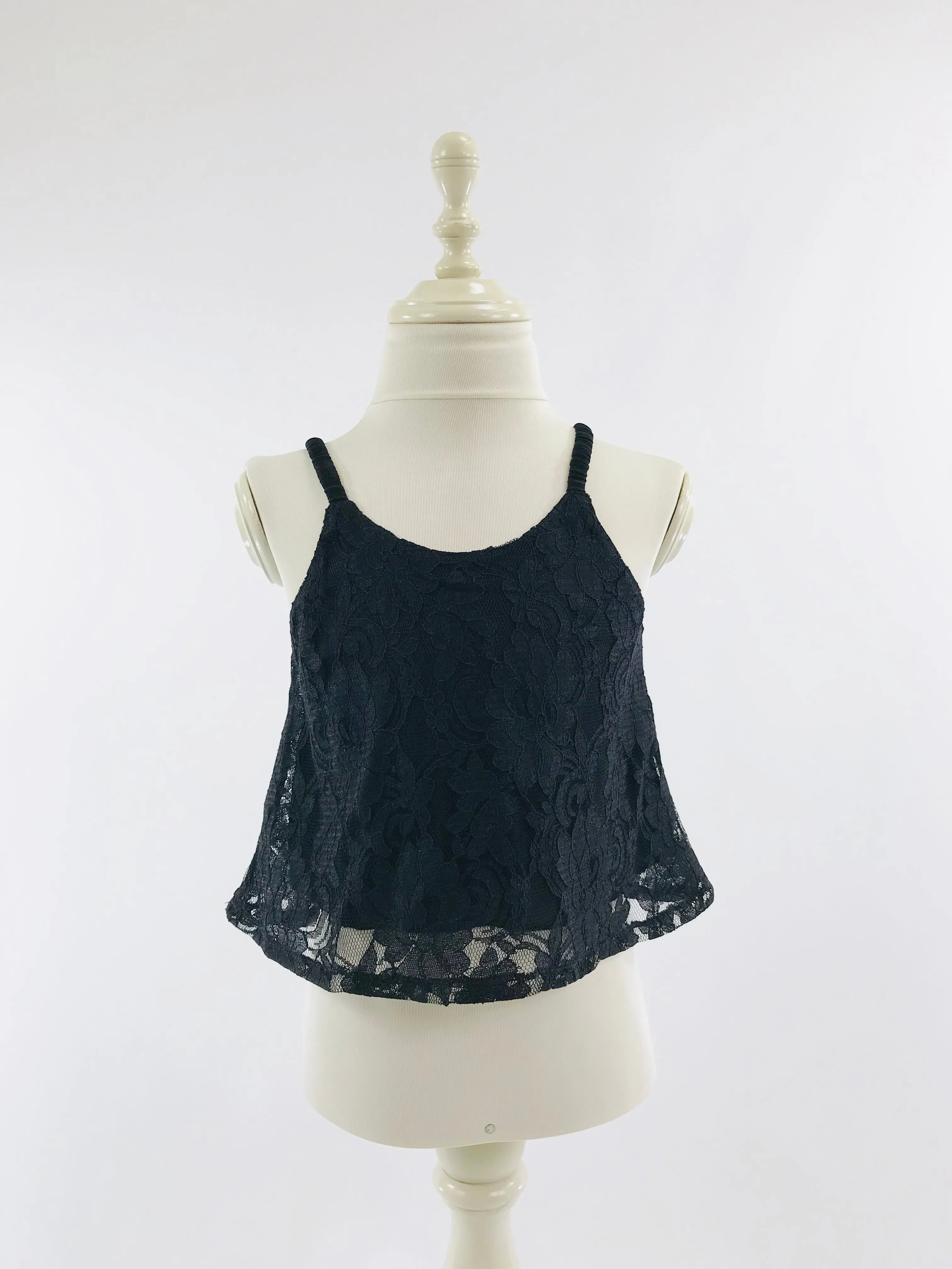 [OUTLET] DOLLY by Le Petit Tom  LACY SPAGHETTI TOP black