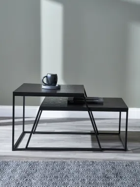 Pacific Set of 2 Black Ash Veneer and Metal Coffee Tables