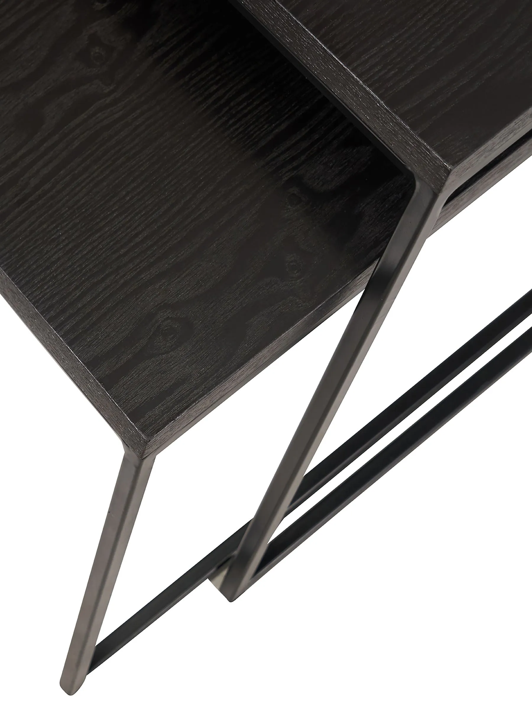 Pacific Set of 2 Black Ash Veneer and Metal Coffee Tables