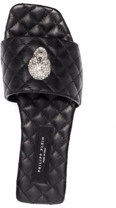 Philipp Plein crystal-skull flat sandals Black