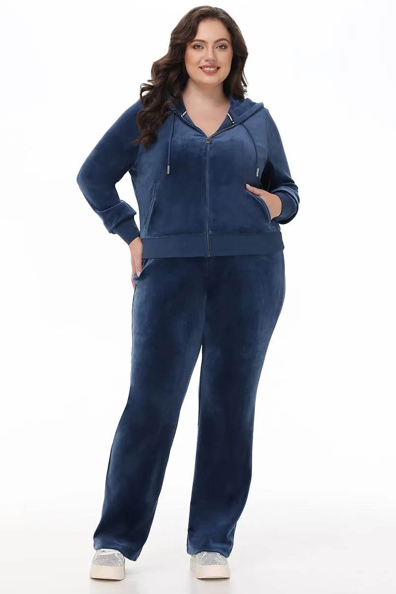 Plus-Size Ombre Big Bling Velour Track Pants