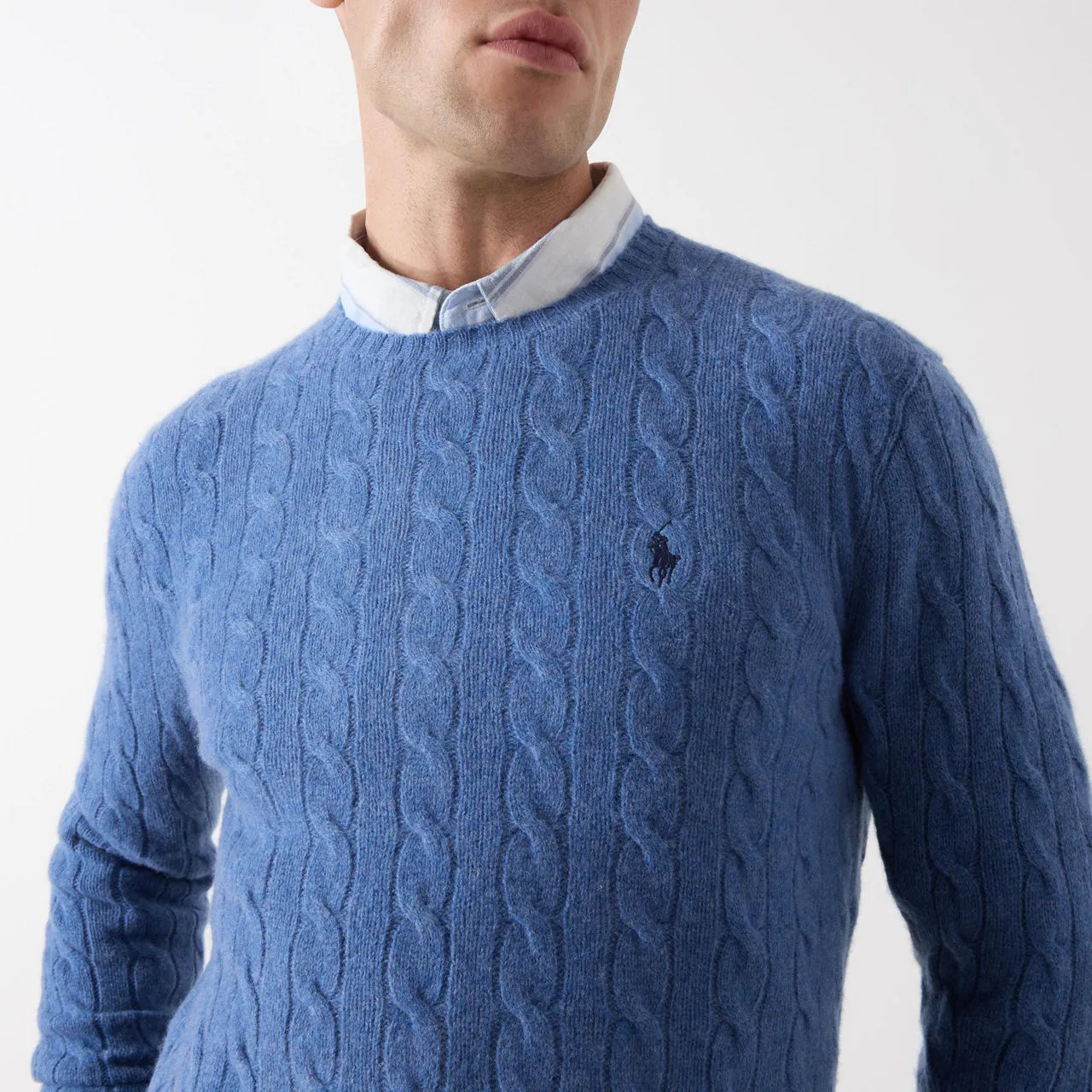 POLO RALPH LAUREN Cable-Knit Logo Sweater - Blue