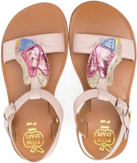 Pom D'api Butterfly Beach metallic-finish sandals Pink