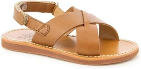 Pom D'api Plage-Stitch Cross leather sandals Brown