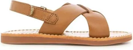 Pom D'api Plage-Stitch Cross leather sandals Brown