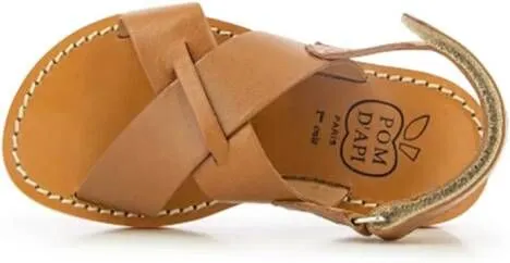 Pom D'api Plage-Stitch Cross leather sandals Brown