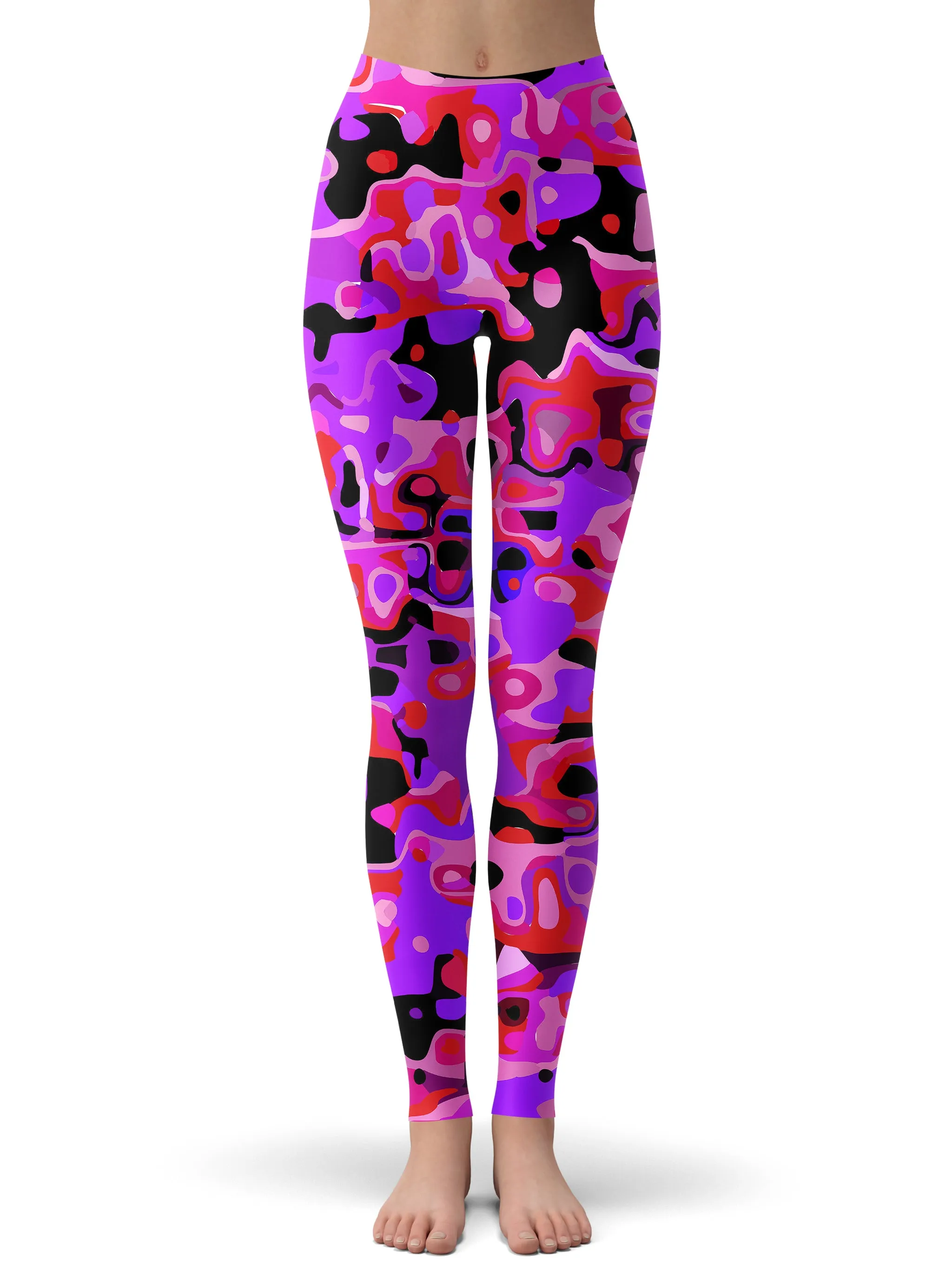 Purple Red and Black Rave Camo Melt Zip-Up Hoodie and Leggings Combo