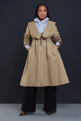 Rainy Day Belted Trench Coat - Khaki