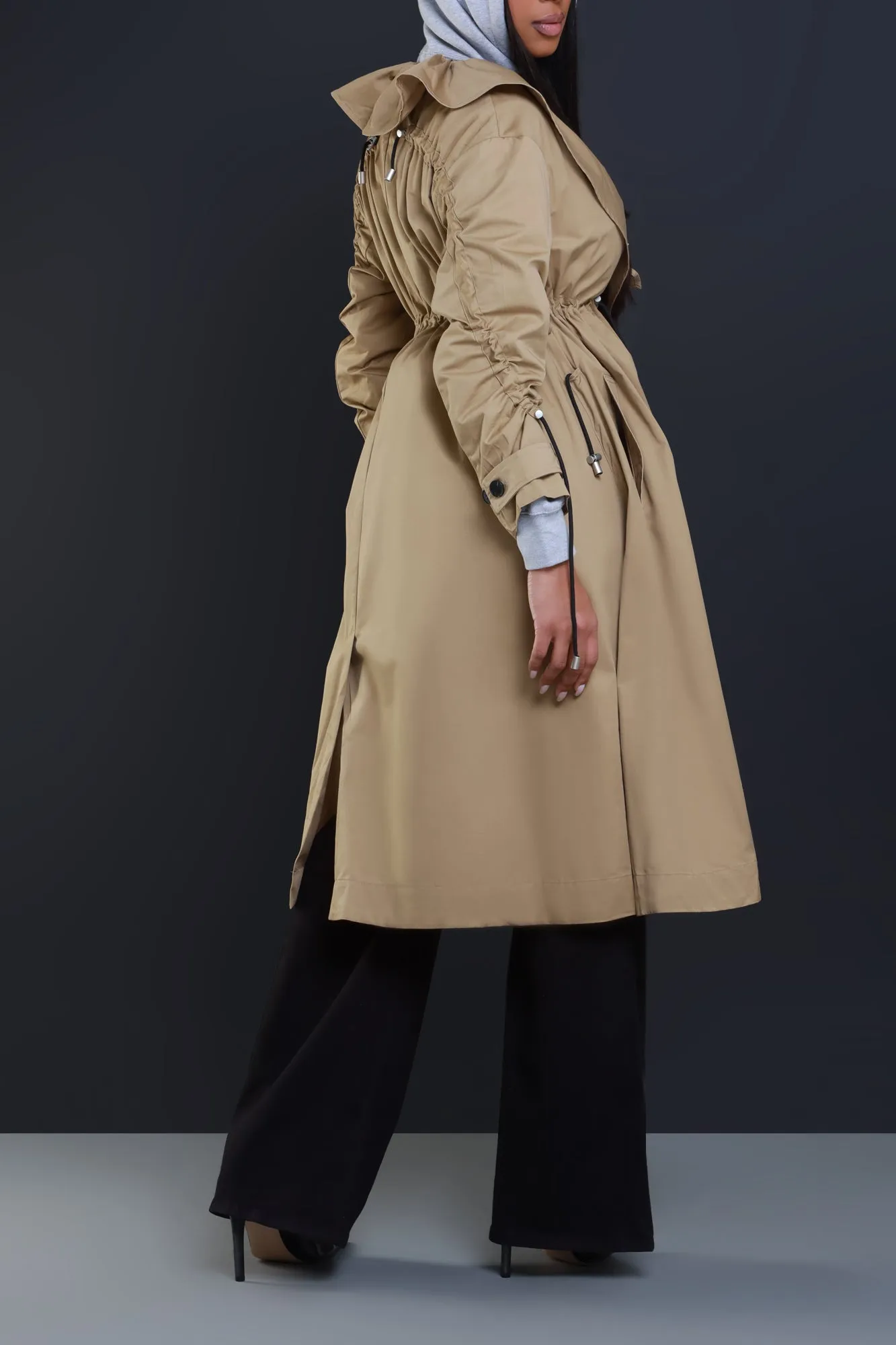 Rainy Day Belted Trench Coat - Khaki