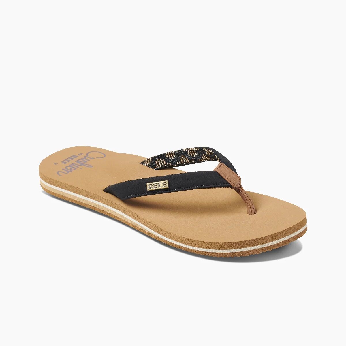 Reef Women's Cushion Sands Sandals in Black/Tan