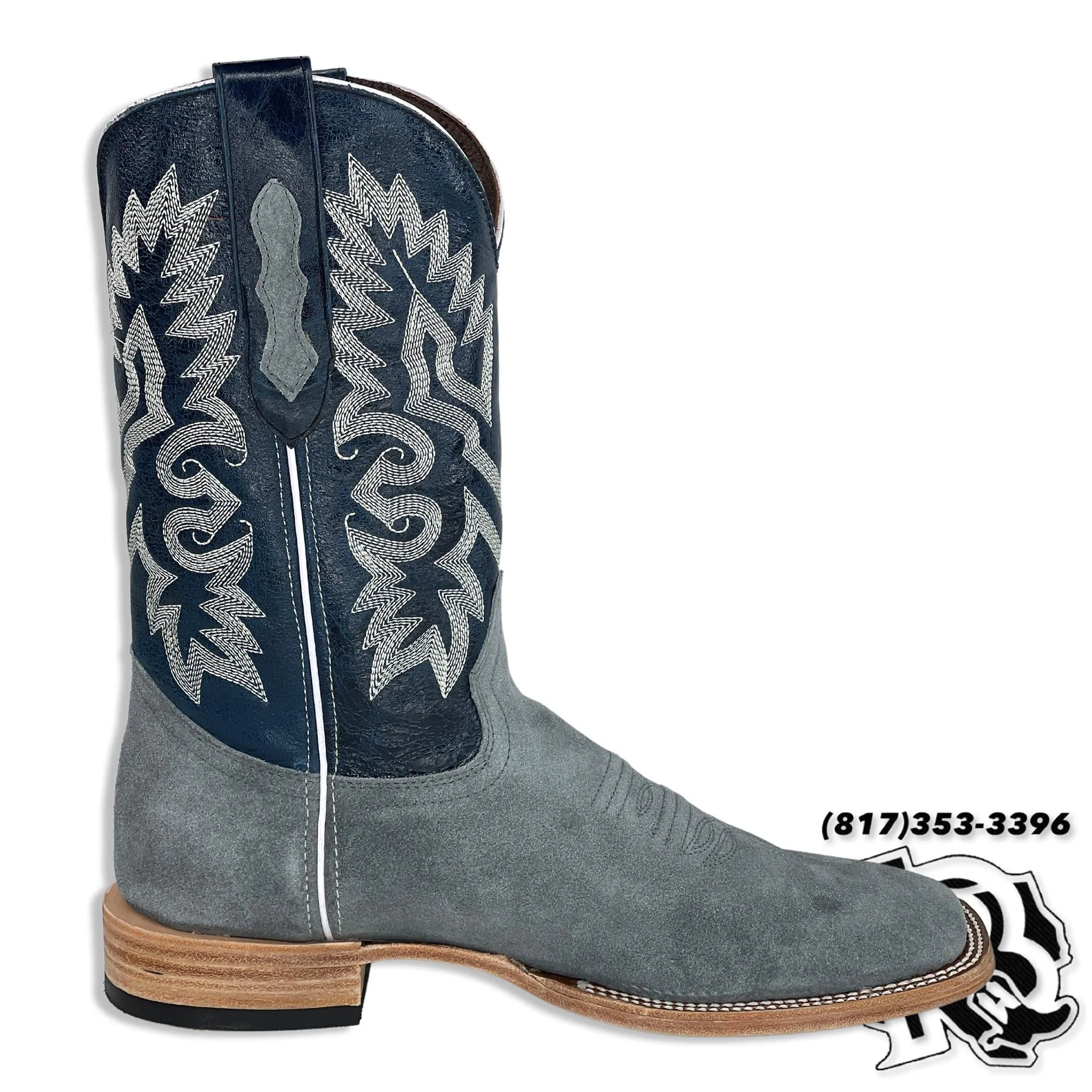 ROUGH OUT BOOTS | LIGHT GREY MEN SQUARE TOE BOOTS