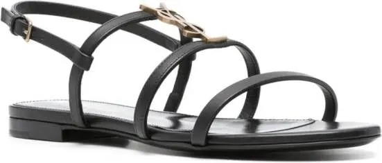 Saint Laurent Cassandra logo-plaque sandals Black