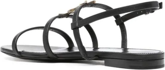 Saint Laurent Cassandra logo-plaque sandals Black