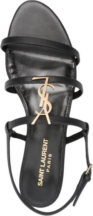 Saint Laurent Cassandra logo-plaque sandals Black