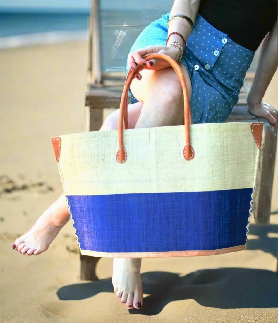 Santa Cruz Two Tone Small Straw Tote Bag