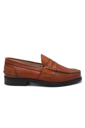 SAXONE OF SCOTLAND PENNY LOAFER PELLE CHESTNUT