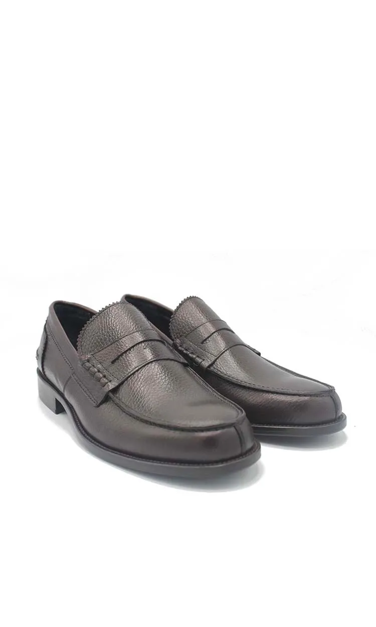 SAXONE OF SCOTLAND PENNY LOAFER PELLE MARTELLATA MARRONE