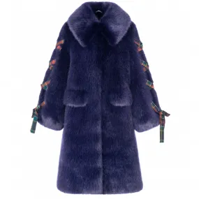 Shrimps Judy Faux Fur Coat (Navy/Navy)