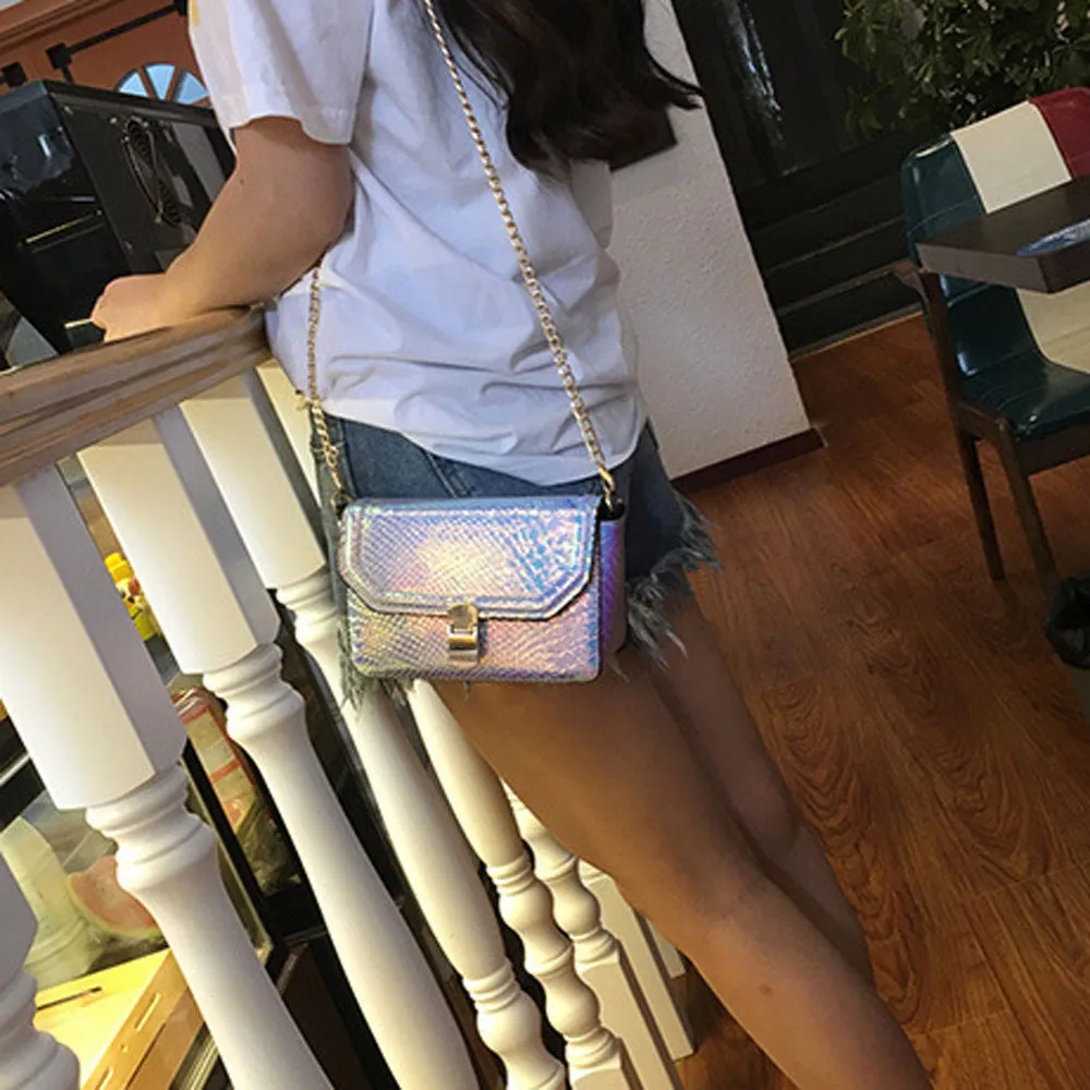 Snakeskin Pattern Chain Bag Women Small Square Package Shoulder Bags Messenger Bag Handbag Satchel Bolsas