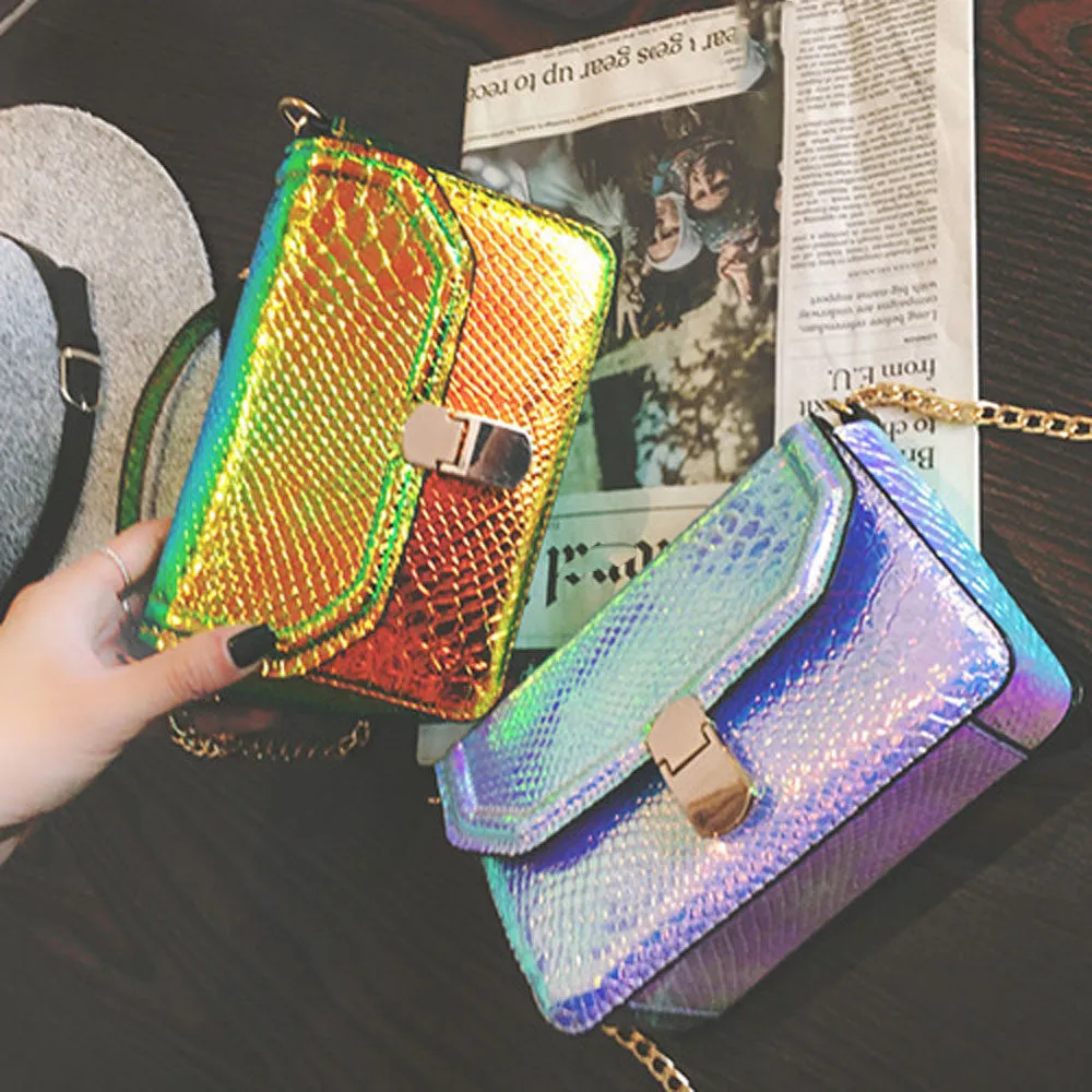 Snakeskin Pattern Chain Bag Women Small Square Package Shoulder Bags Messenger Bag Handbag Satchel Bolsas