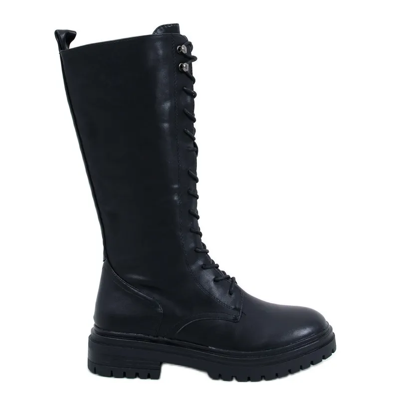 Spear Black lace-up boots