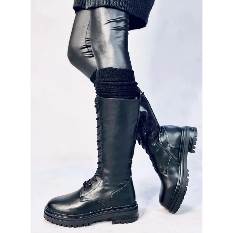 Spear Black lace-up boots