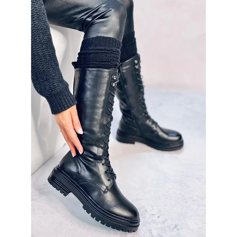 Spear Black lace-up boots