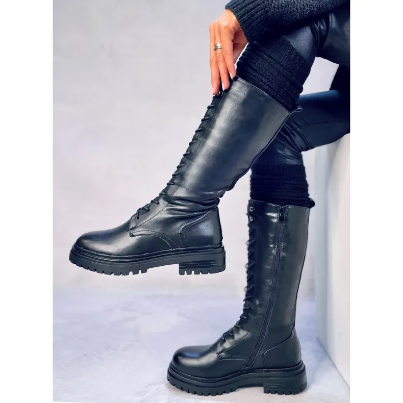 Spear Black lace-up boots