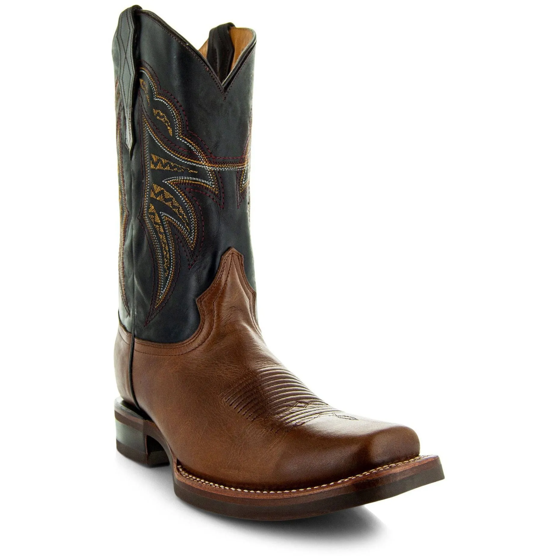 Square Toe Leather Cowboy Boots H4002