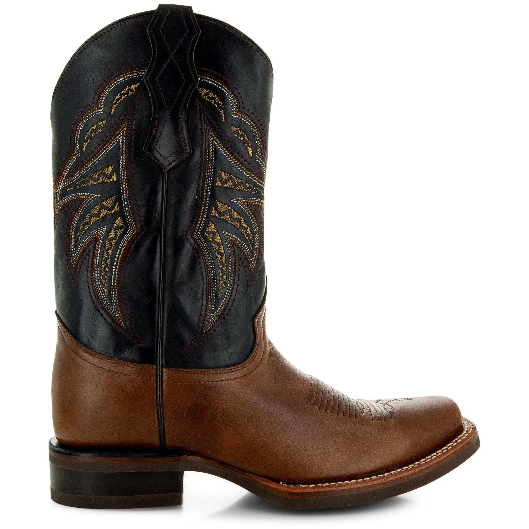 Square Toe Leather Cowboy Boots H4002