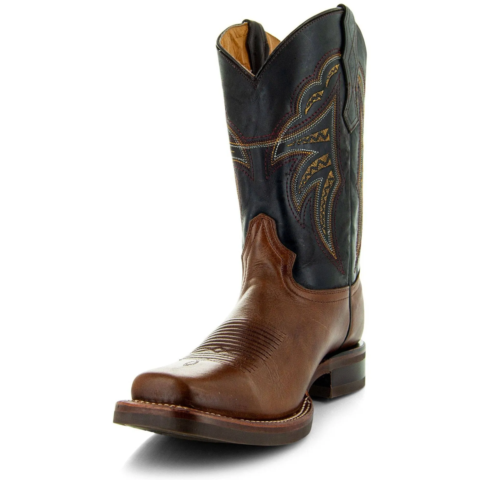 Square Toe Leather Cowboy Boots H4002