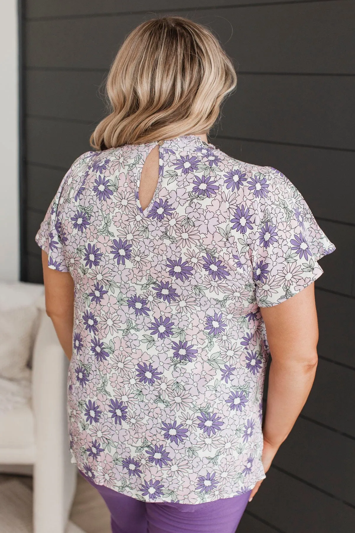 Strictly Business Floral Blouse- Lavender