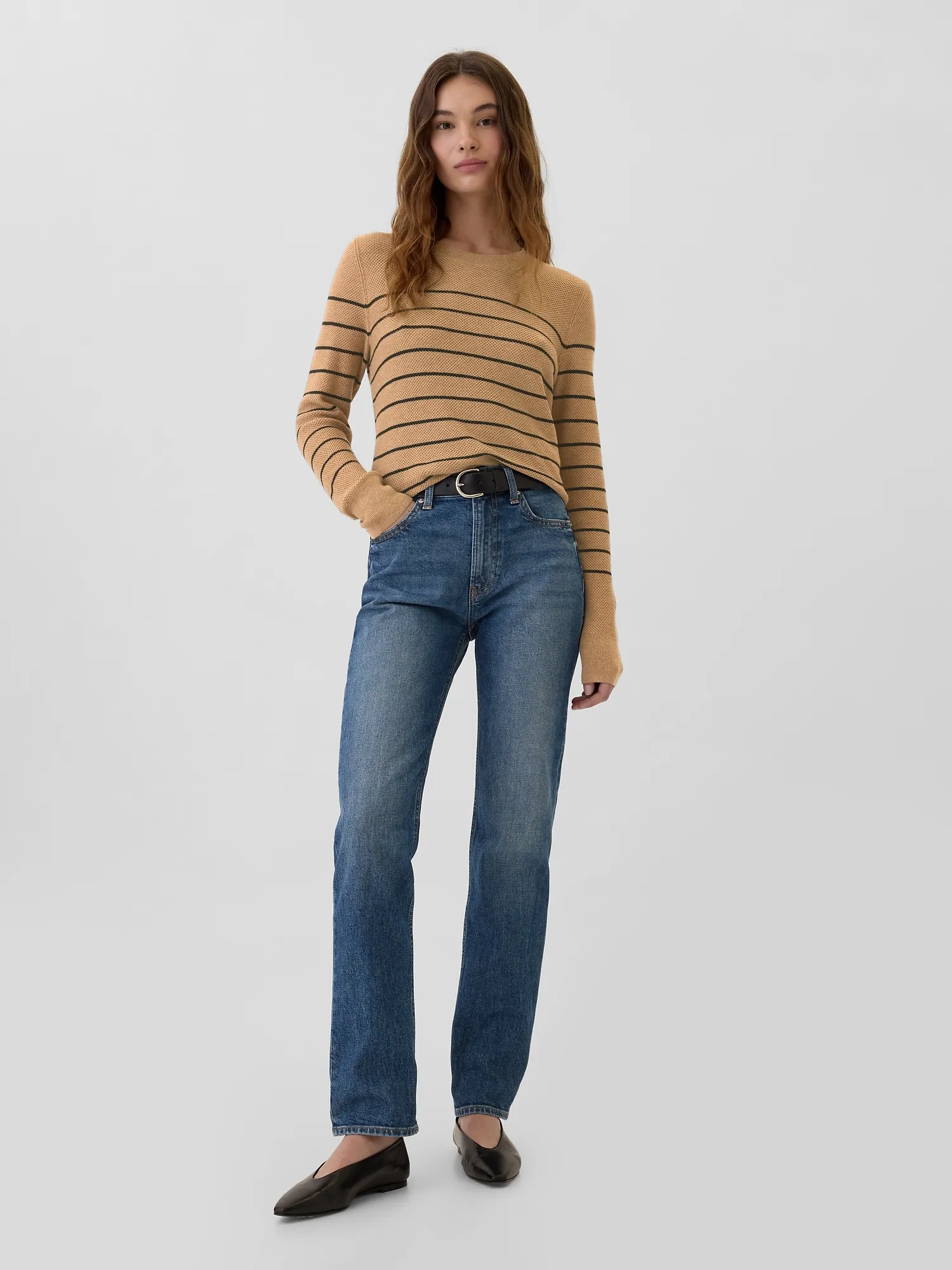 Textured Stripe Crewneck Sweater